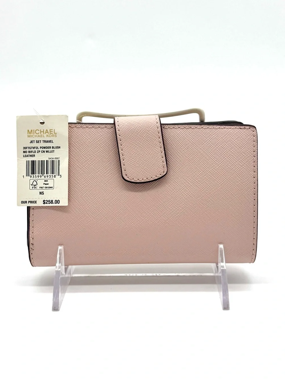 Michael Kors Bifold Zip Chain Wallet Optic White